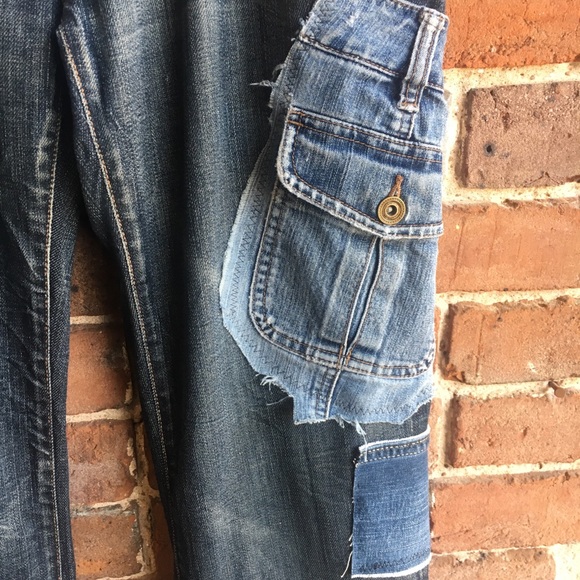 unique bootcut jeans with added patches - Picture 2 of 8